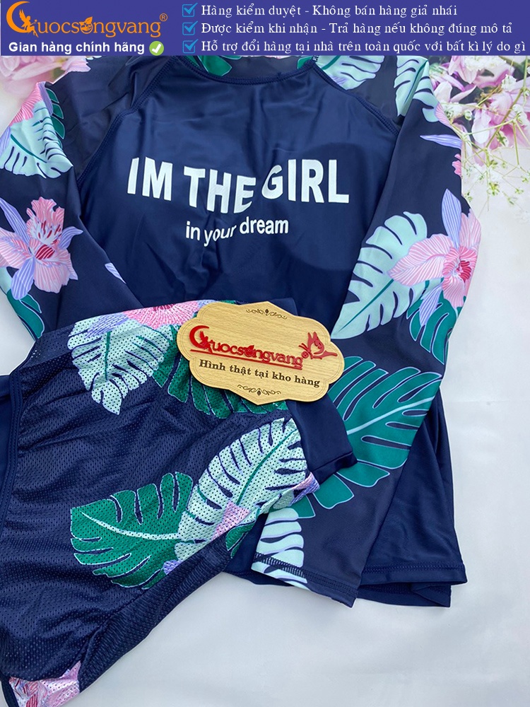 Bộ đồ bơi nữ dài tay quần đùi rời với mút độn ngực GLSWIM074