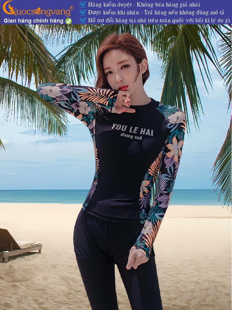 Bộ đồ bơi nữ dài tay chống gió ba món GLSWIM086
