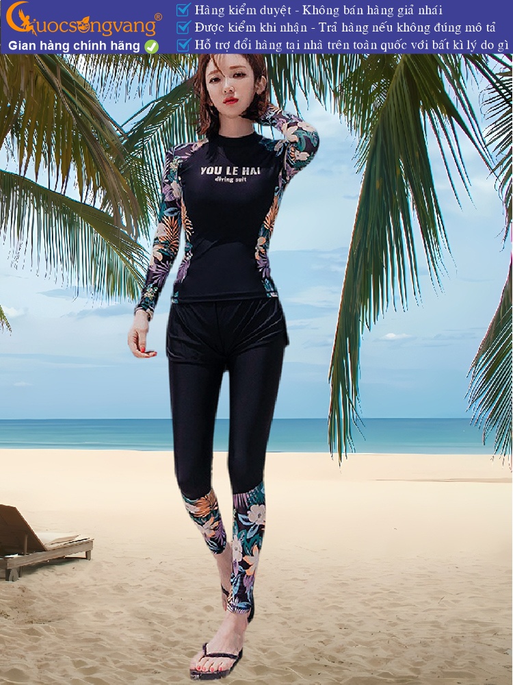 Bộ đồ bơi nữ dài tay chống gió ba món GLSWIM086