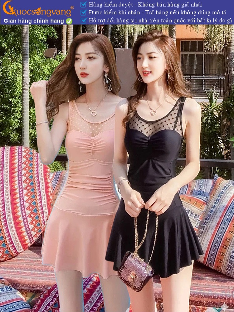 Váy đầm bơi nữ phối ren kèm quần đùi an toàn GLSWIM087