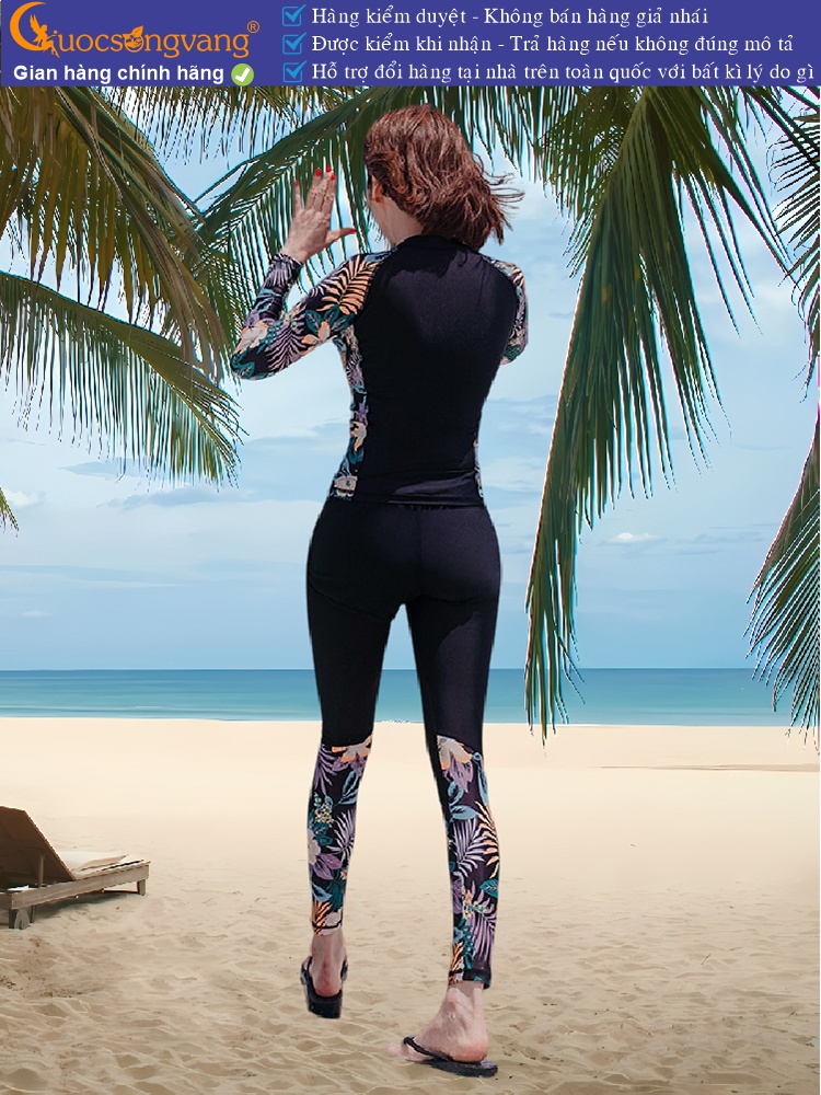 Bộ đồ bơi nữ dài tay chống gió ba món GLSWIM086
