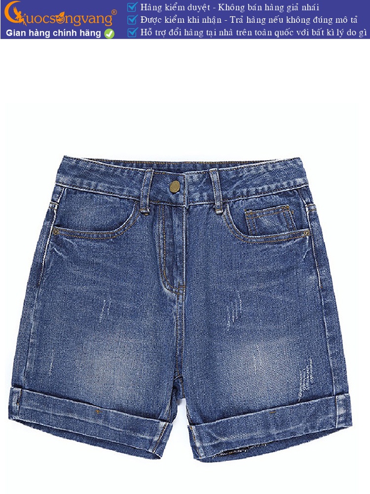 Quần short jean nữ lưng cao cotton wash mềm GLQ093