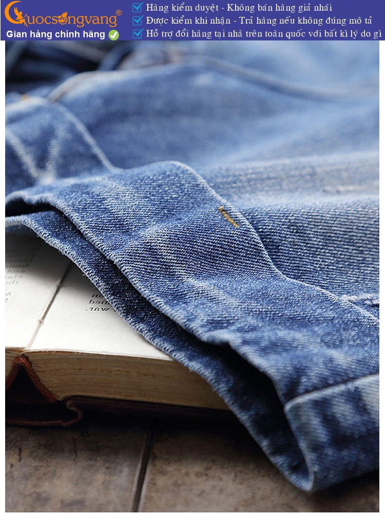 Quần short jean nữ lưng cao cotton wash mềm GLQ093