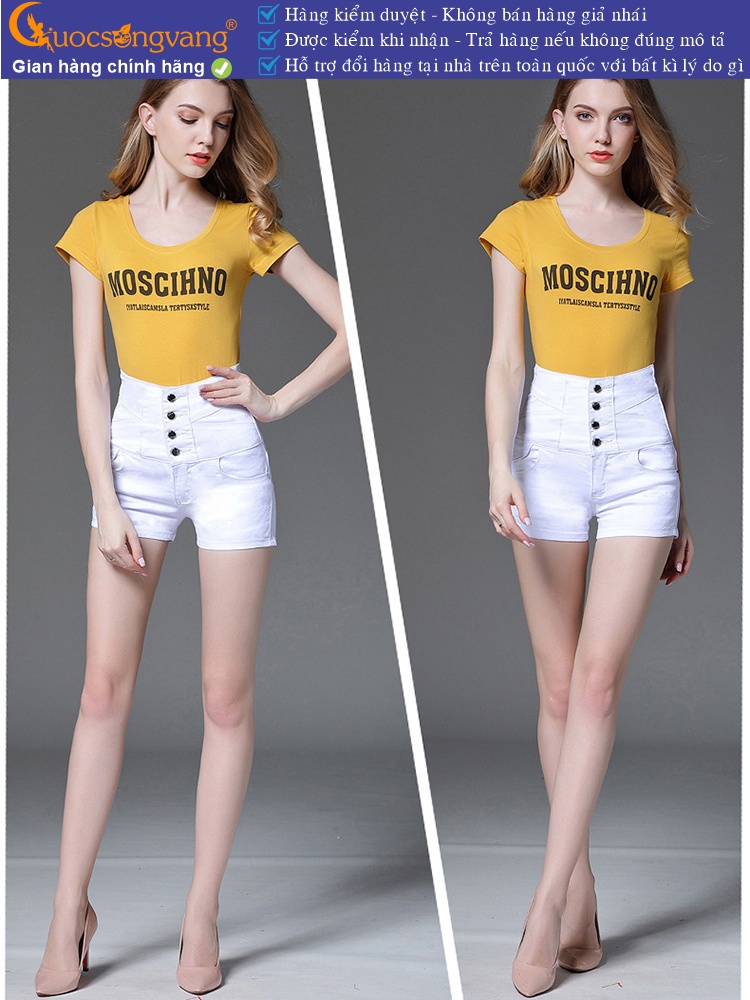 Quần đùi jean lưng cao nhiều nút GLQ079