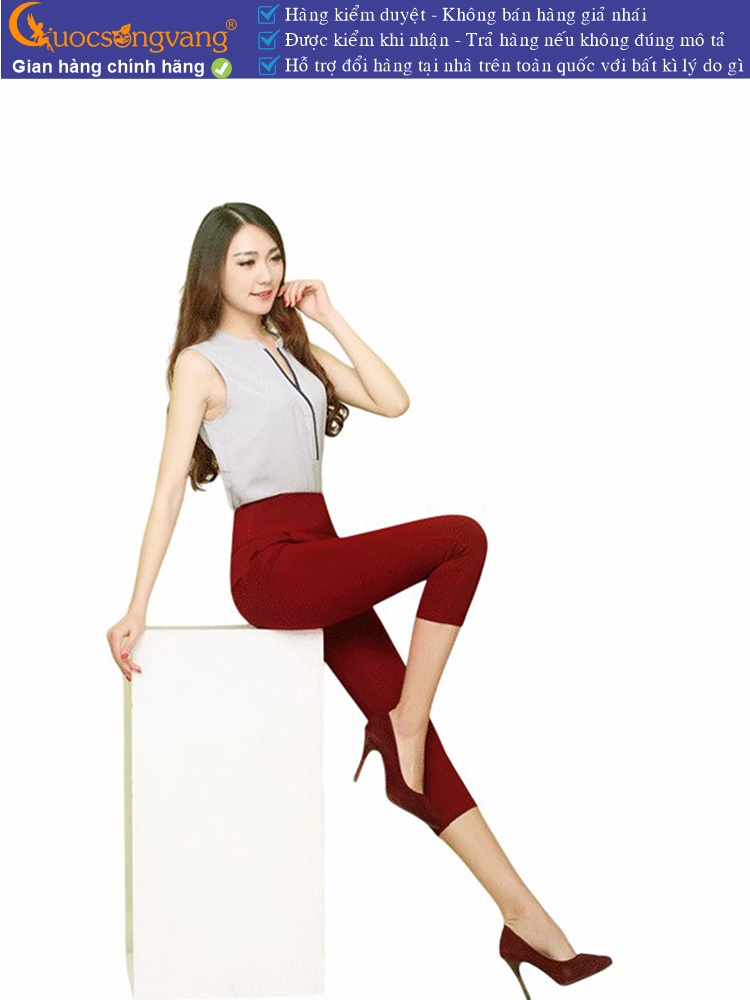Quần lửng nữ cotton co giãn 4 chiều eo thun bản lớn GLQ047