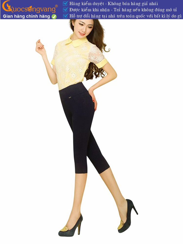 Quần lửng nữ cotton co giãn 4 chiều eo thun bản lớn GLQ047