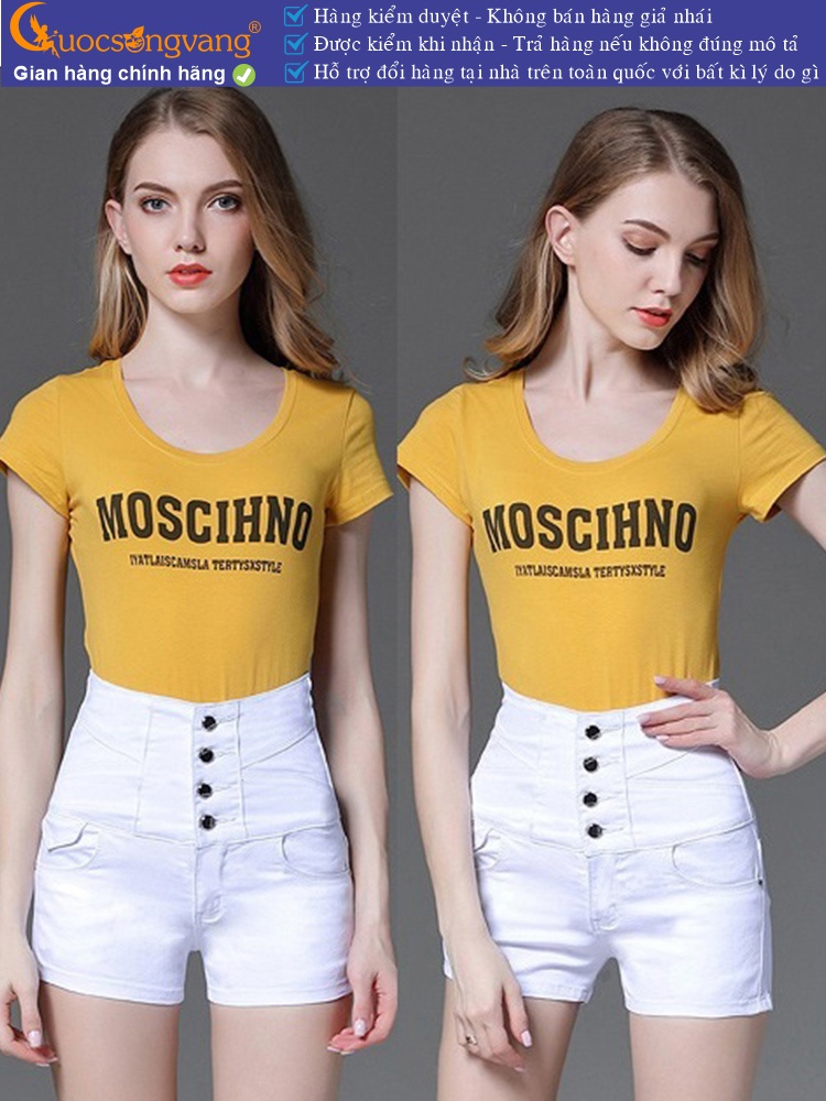 Quần đùi jean lưng cao nhiều nút GLQ079