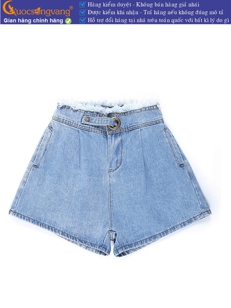 Quần short nữ jean cotton lưng thun lưng cao GLQ089