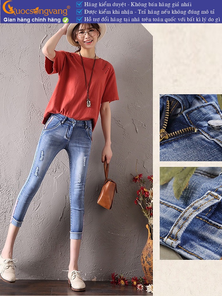 Quần lửng nữ dáng ôm mài nghệ thuật GLQ091