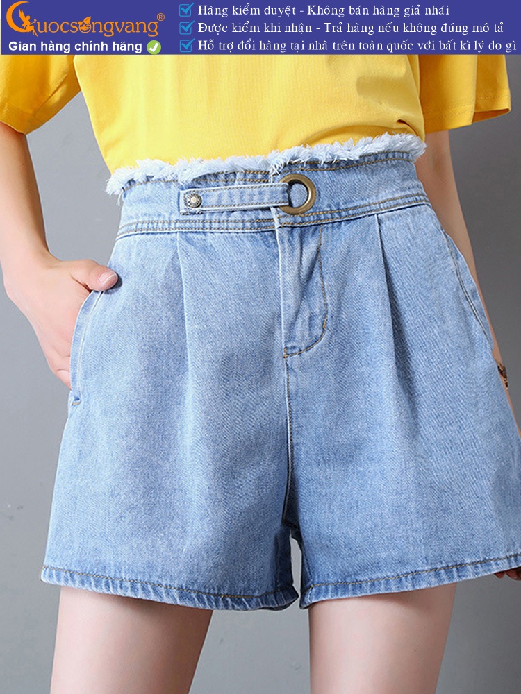 Quần short nữ jean cotton lưng thun lưng cao GLQ089