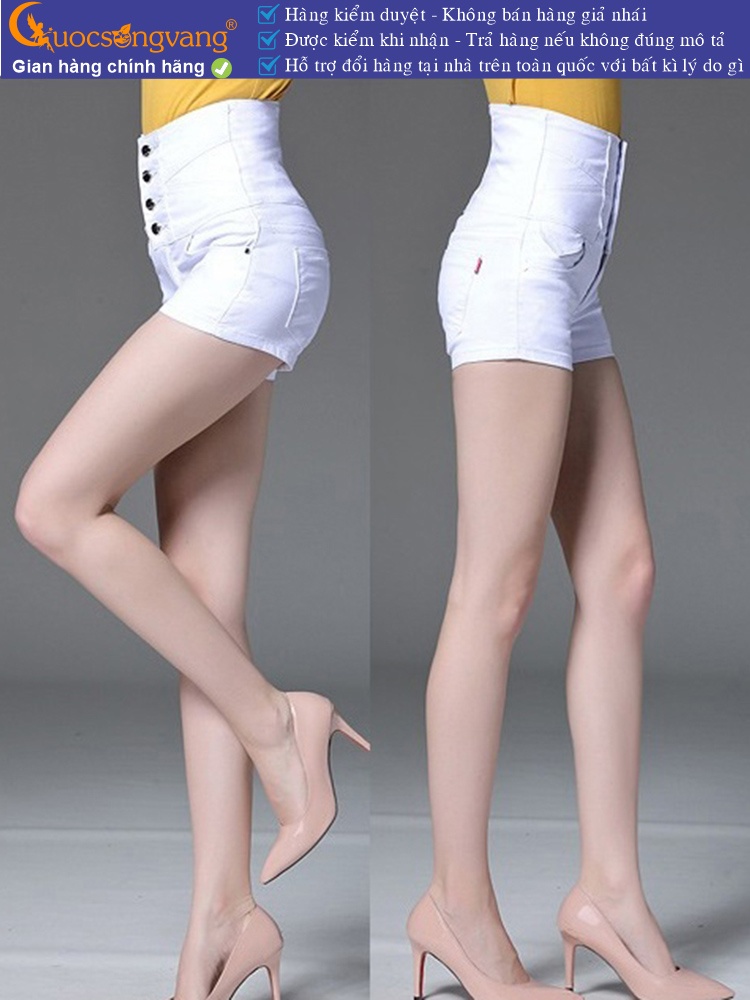 Quần đùi jean lưng cao nhiều nút GLQ079