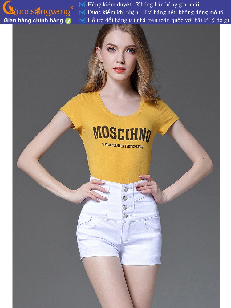 Quần đùi jean lưng cao nhiều nút GLQ079
