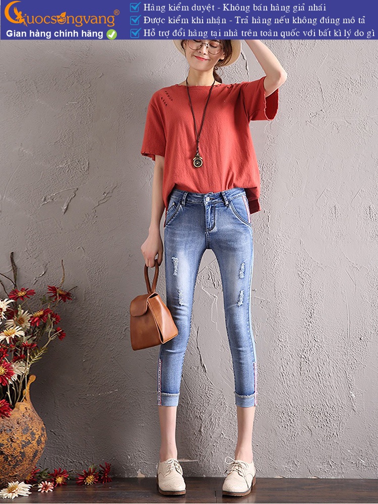 Quần lửng nữ dáng ôm mài nghệ thuật GLQ091