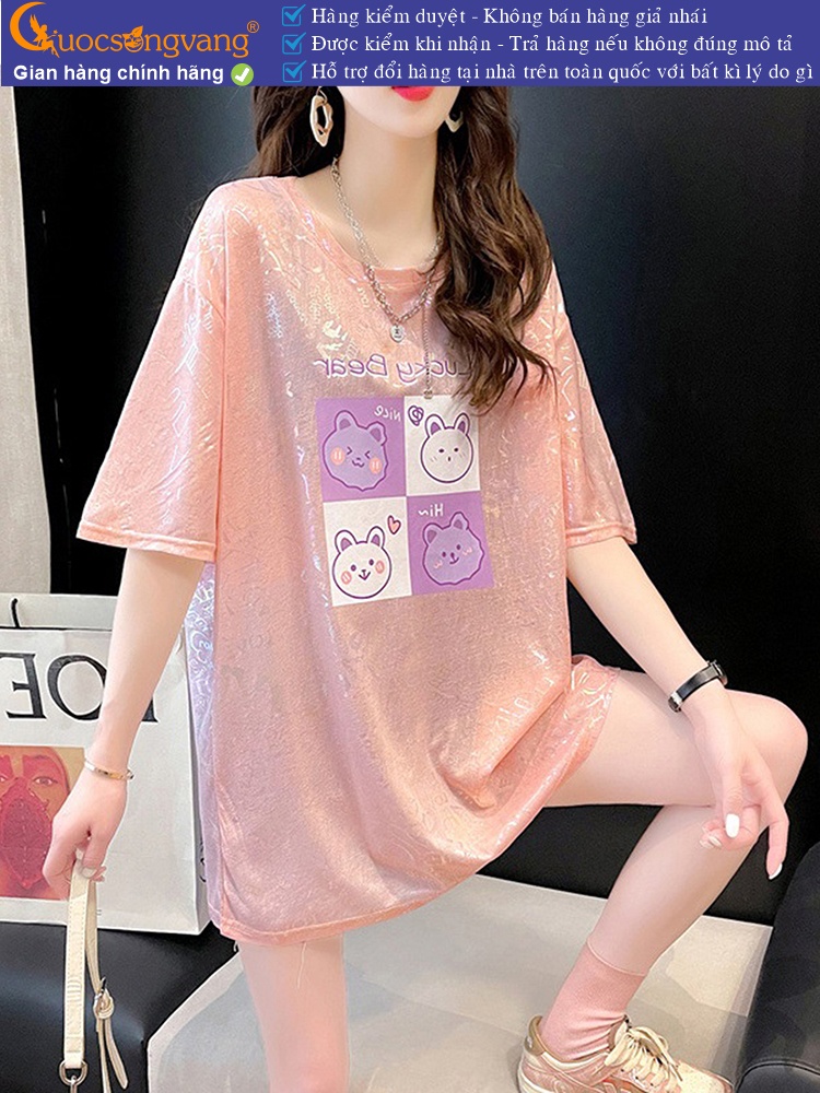 Áo thun nữ phom rộng in nhũ GLA326