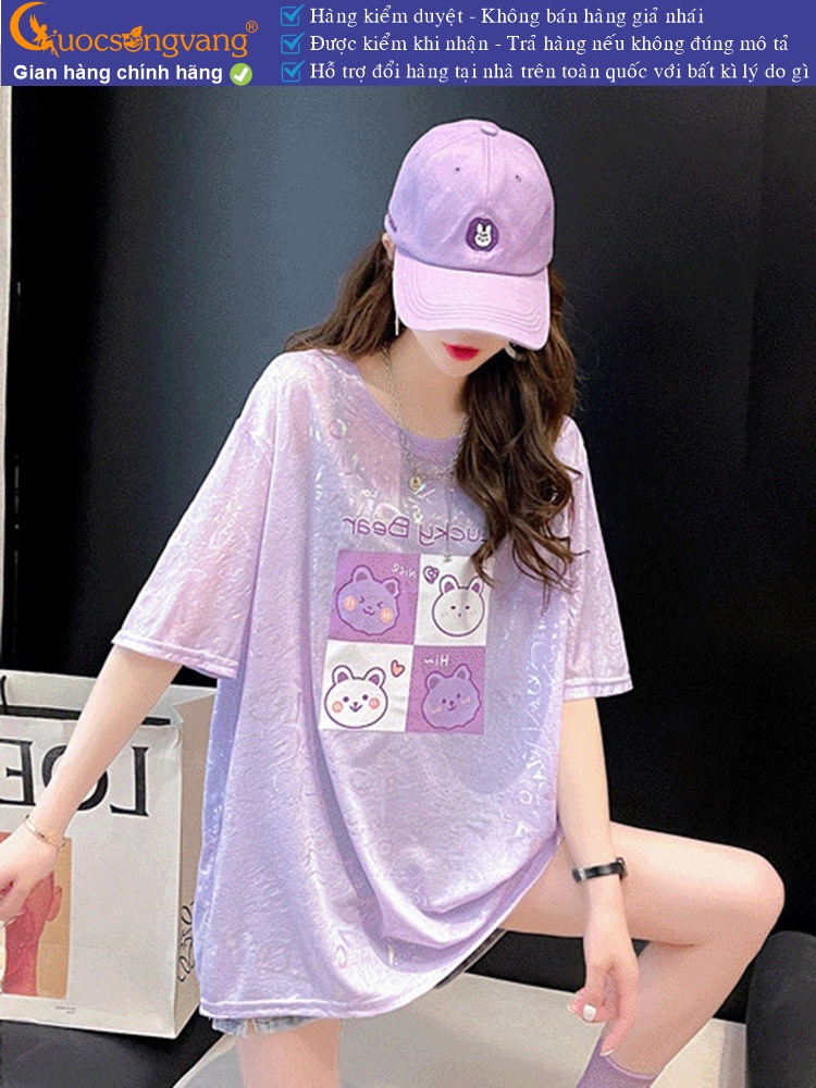 Áo thun nữ phom rộng in nhũ GLA326