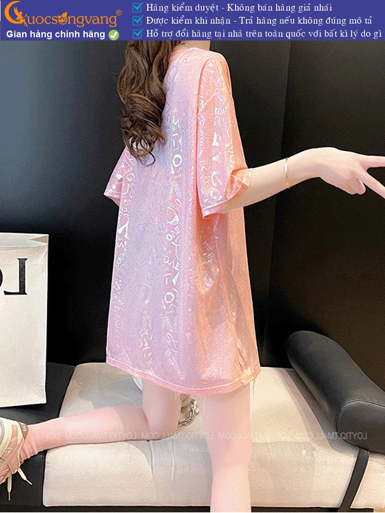 Áo thun nữ phom rộng in nhũ GLA326