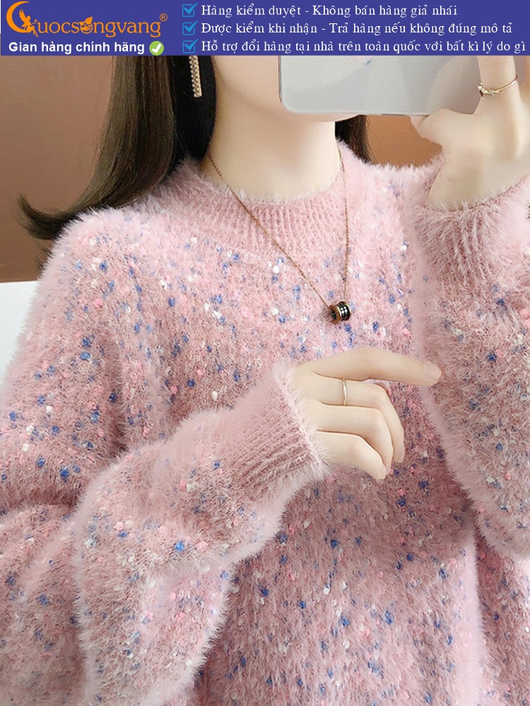 Áo len nữ lông cừu cổ tròn dài tay len mềm mịn GLA329