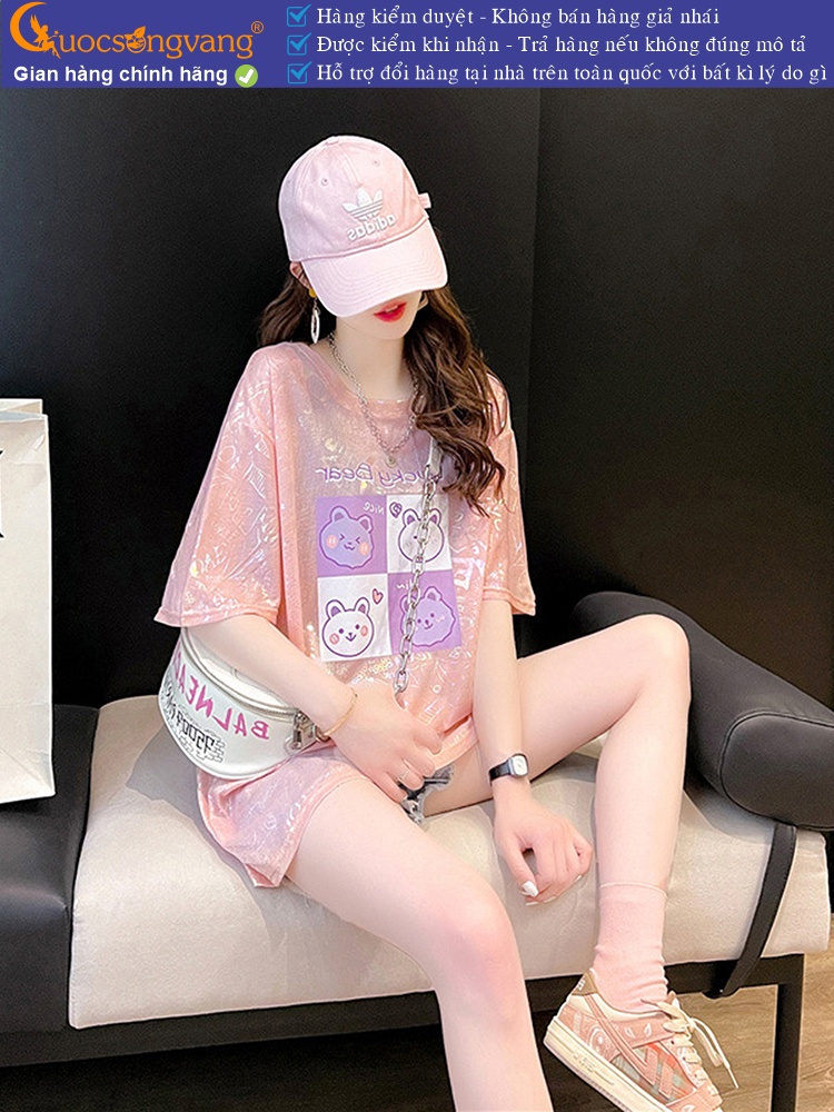 Áo thun nữ phom rộng in nhũ GLA326