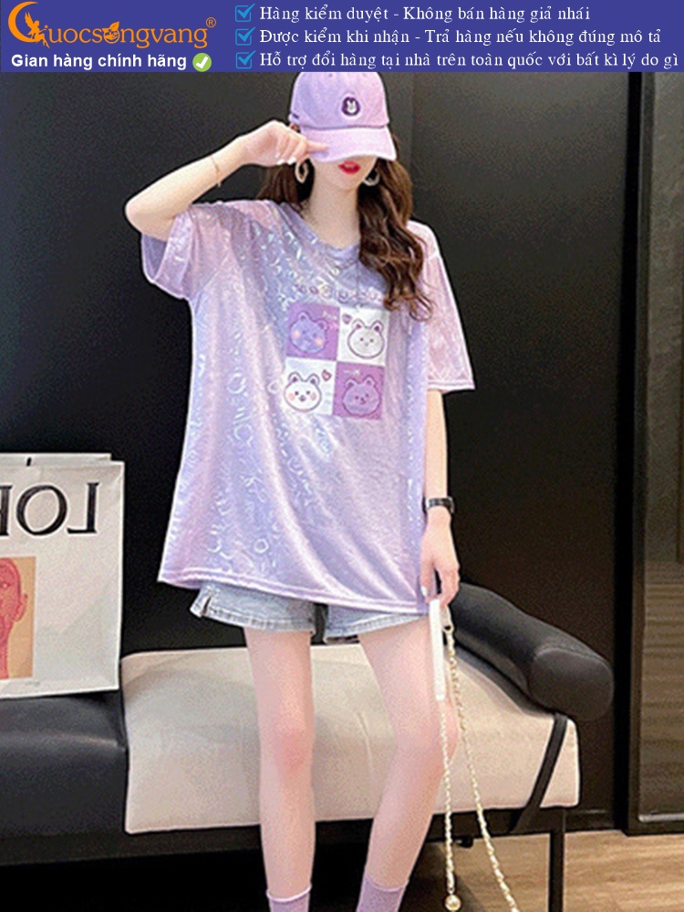 Áo thun nữ phom rộng in nhũ GLA326