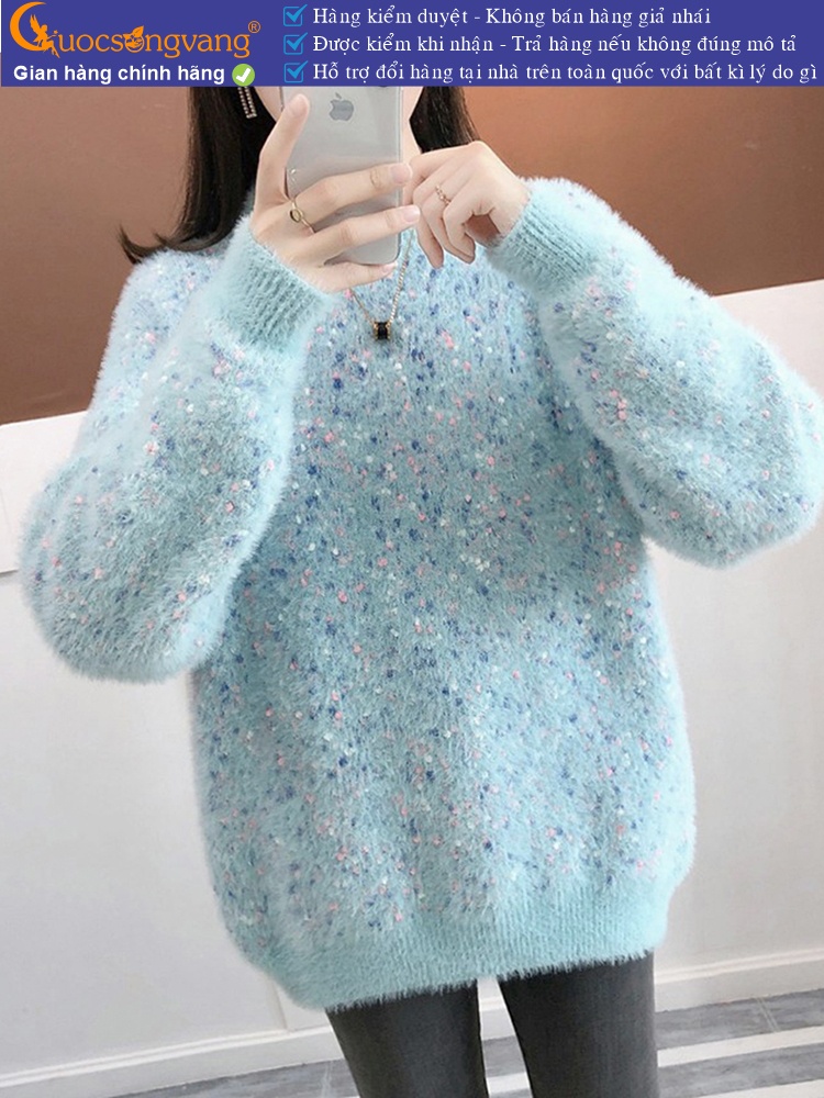 Áo len nữ lông cừu cổ tròn dài tay len mềm mịn GLA329