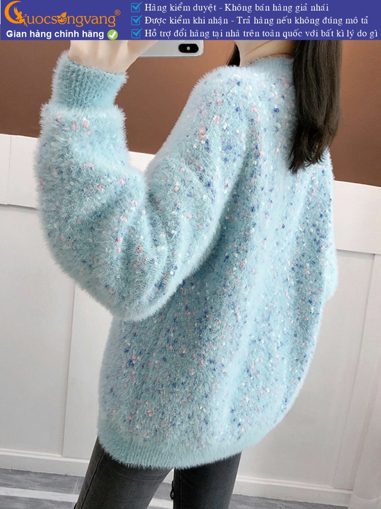 Áo len nữ lông cừu cổ tròn dài tay len mềm mịn GLA329