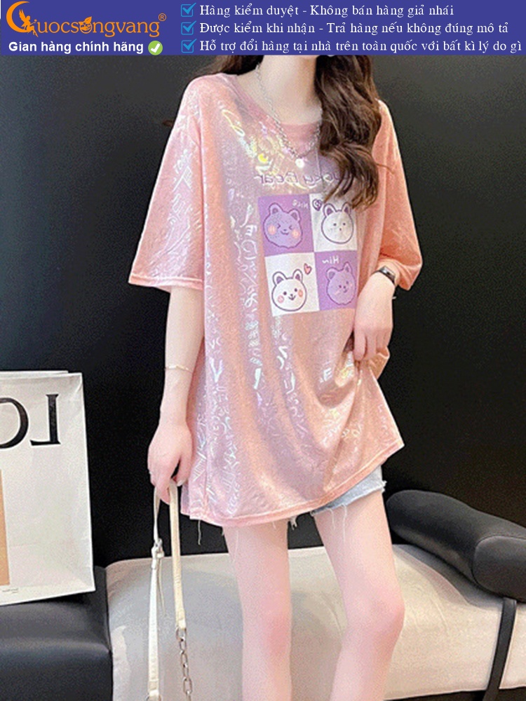 Áo thun nữ phom rộng in nhũ GLA326