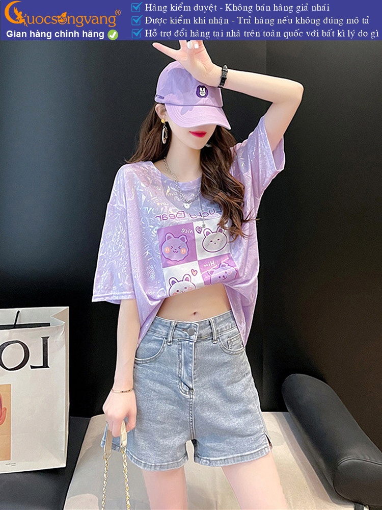 Áo thun nữ phom rộng in nhũ GLA326