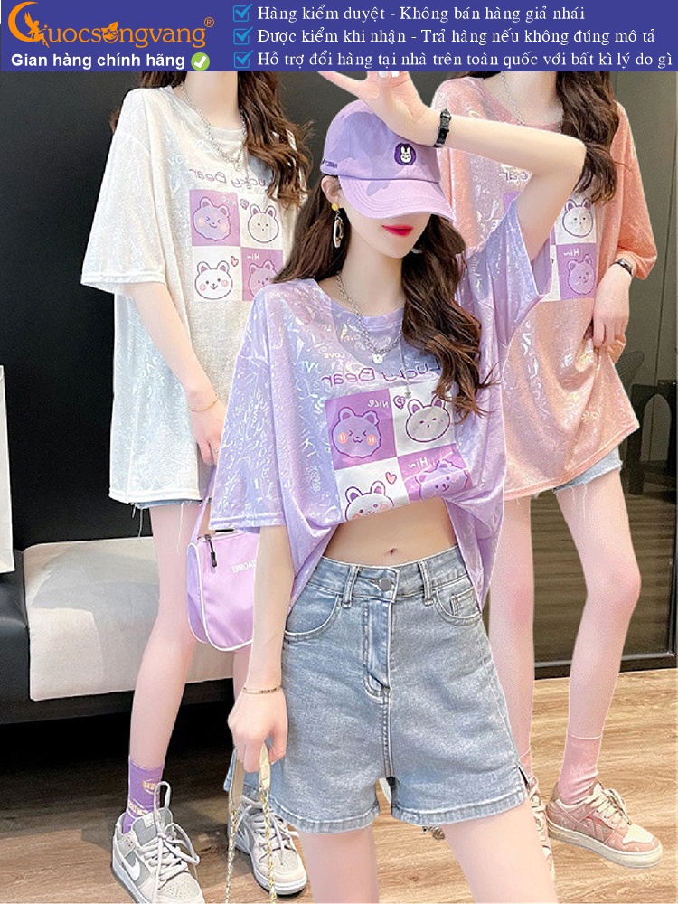 Áo thun nữ phom rộng in nhũ GLA326