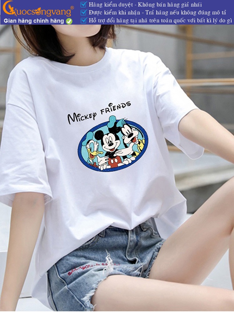 Áo thun nữ cổ tròn in mickey vải cotton chải kỹ  GLA315
