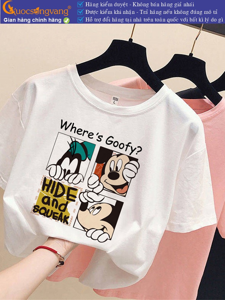 Áo thun nữ cổ tròn in mickey vải cotton chải kỹ  GLA315