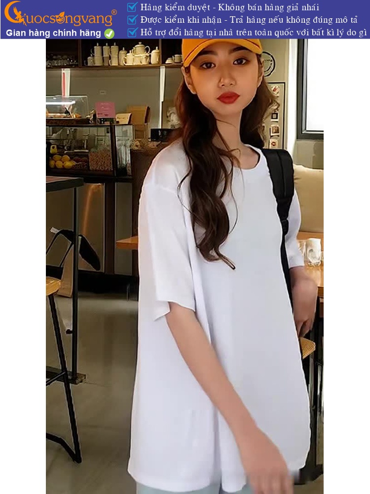 Áo thun nữ cổ tròn ngắn tay phom rộng GLA316