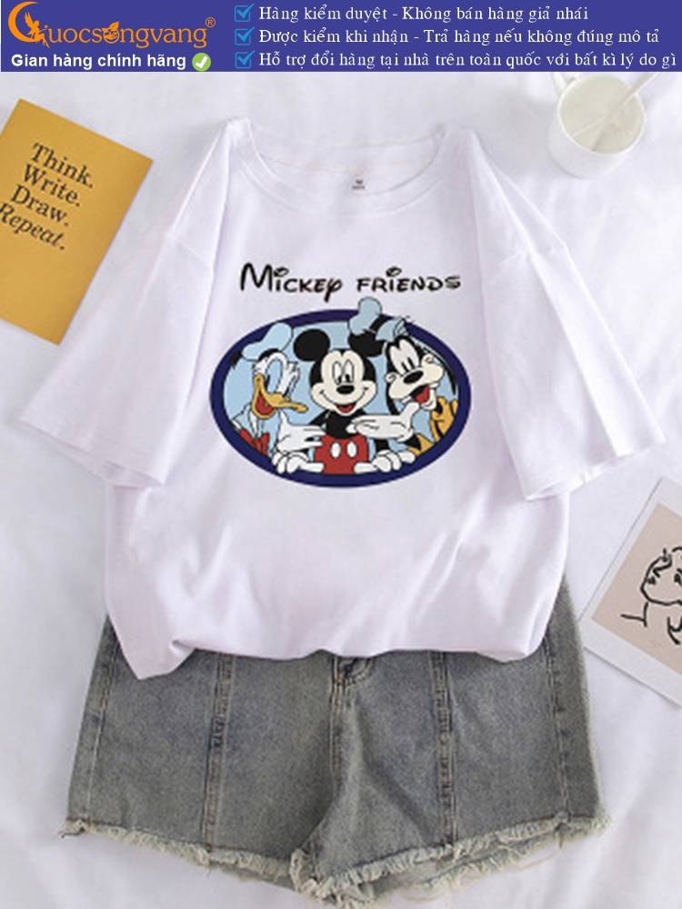 Áo thun nữ cổ tròn in mickey vải cotton chải kỹ  GLA315