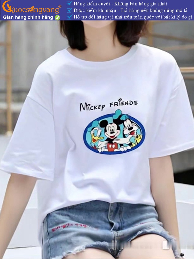 Áo thun nữ cổ tròn in mickey vải cotton chải kỹ  GLA315