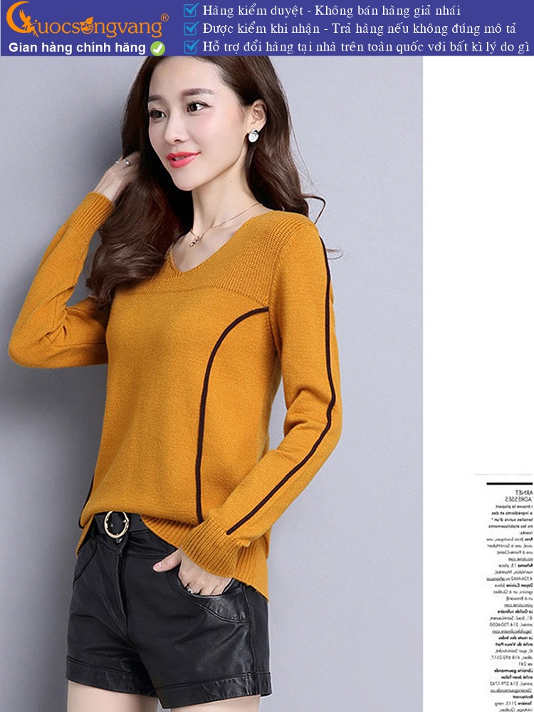 Áo len nữ kiểu dài tay cổ tim mã GLA291