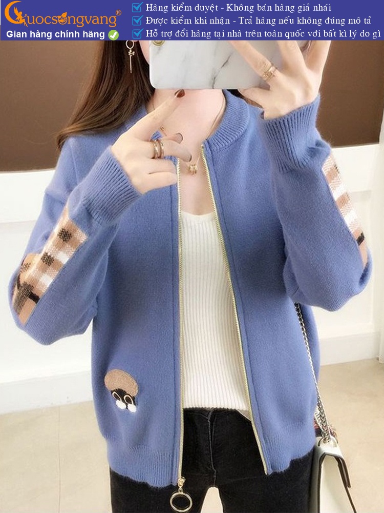 Áo khoác len nữ dài tay khóa kéo GLA250