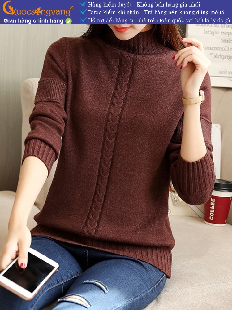 Áo len nữ lông cừu dài tay len gân GLA295