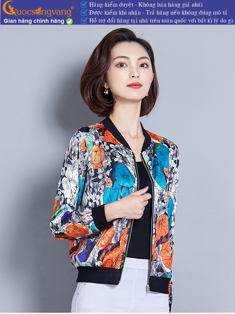 Áo khoác lụa nhẹ kiểu bomber GLA290