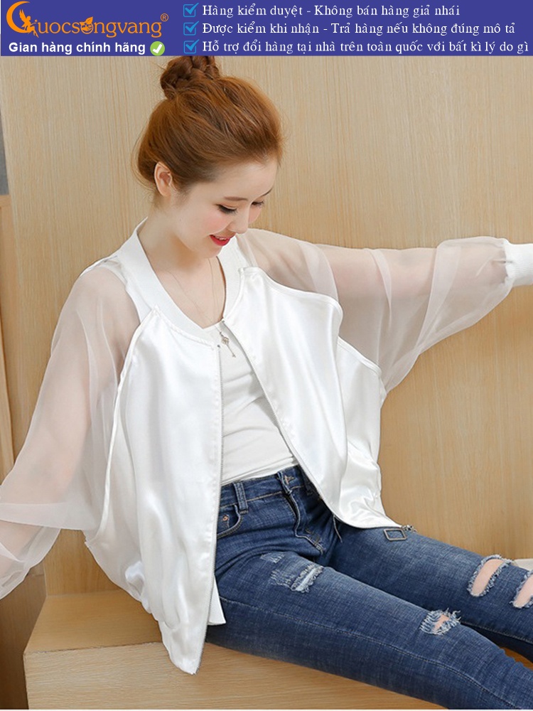 Áo khoác nữ tay lưới trong suốt GLA204