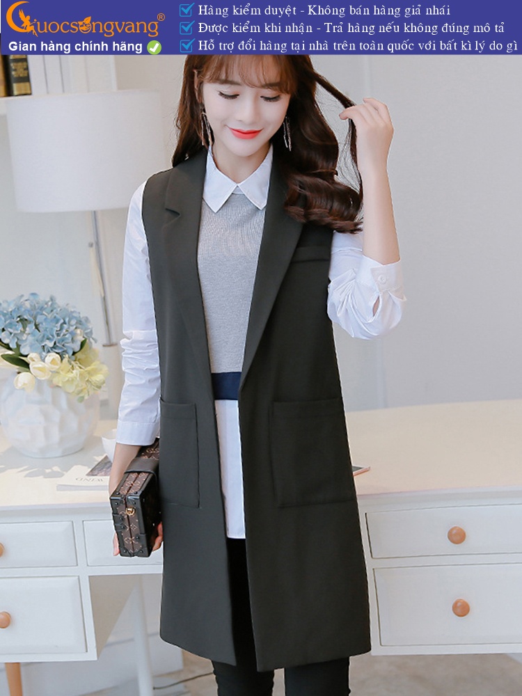 Áo khoác nữ sát nách dáng dài GLA215