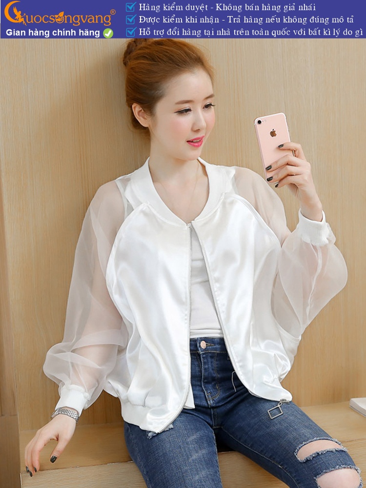 Áo khoác nữ tay lưới trong suốt GLA204