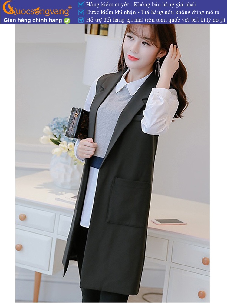 Áo khoác nữ sát nách dáng dài GLA215