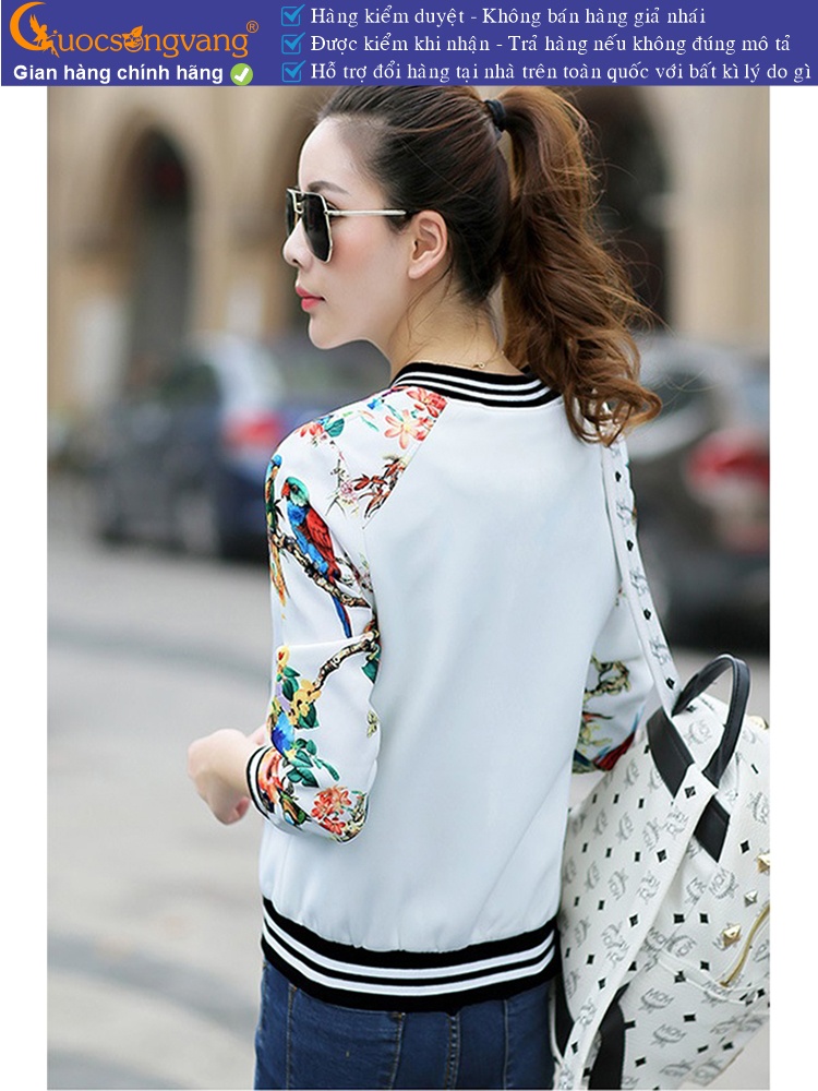 Áo khoác nữ nhẹ tay in hoa GLA122