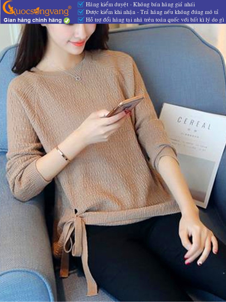 Áo len nữ nhẹ dài tay hông thắt dây GLA142