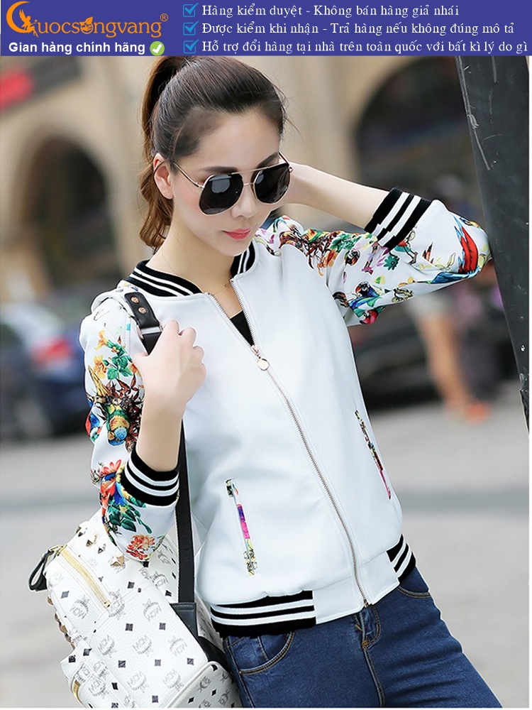 Áo khoác nữ nhẹ tay in hoa GLA122
