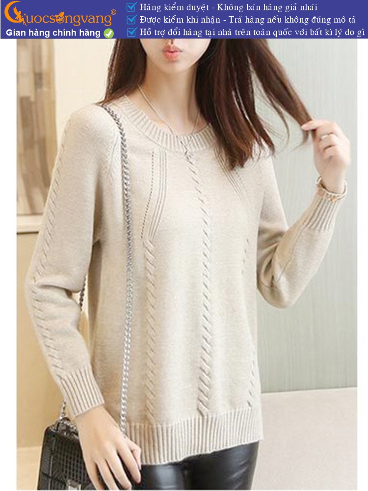 Áo len nữ dài tay cổ tròn chải kỹ mã GLA284