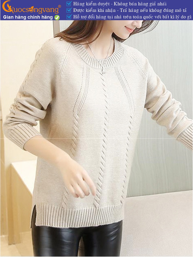 Áo len nữ dài tay cổ tròn chải kỹ mã GLA284