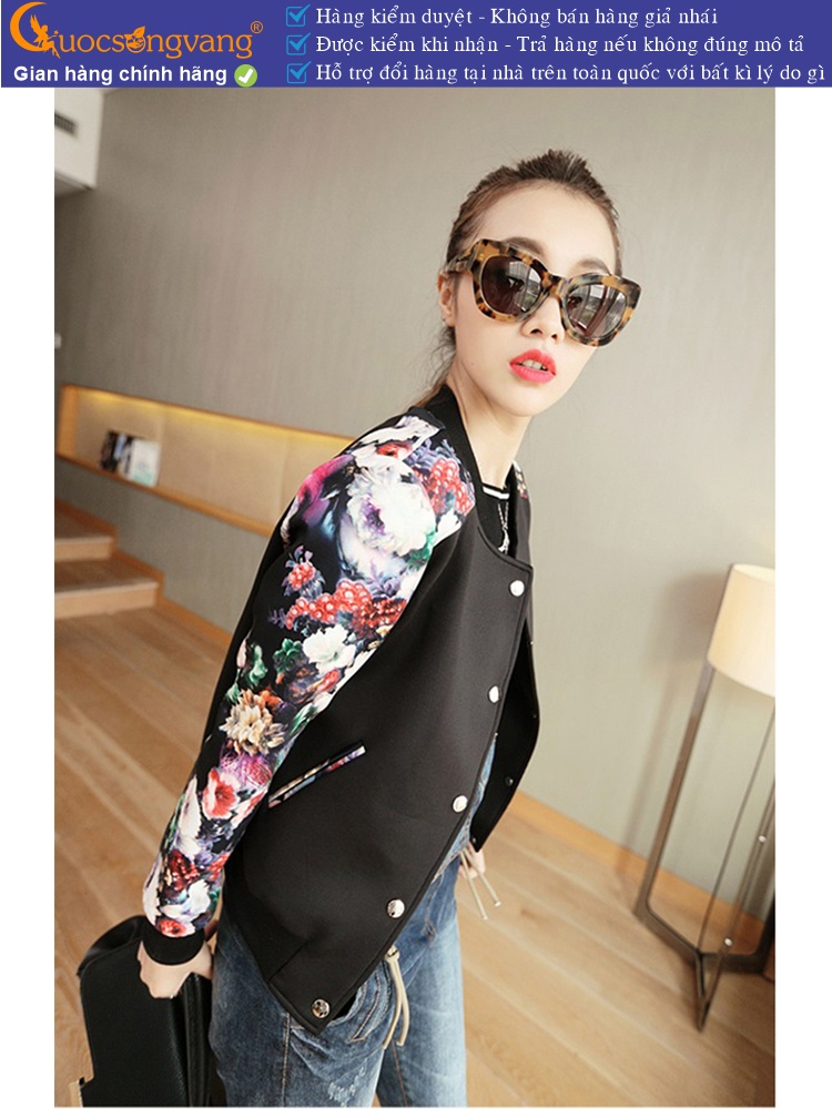 Áo khoác nữ nhẹ tay in hoa GLA122