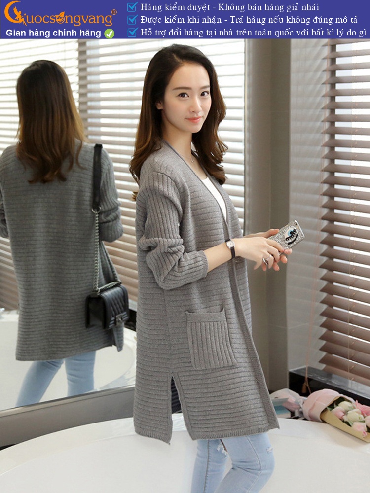 Áo khoác len nữ gân ngang dài tay GLA063