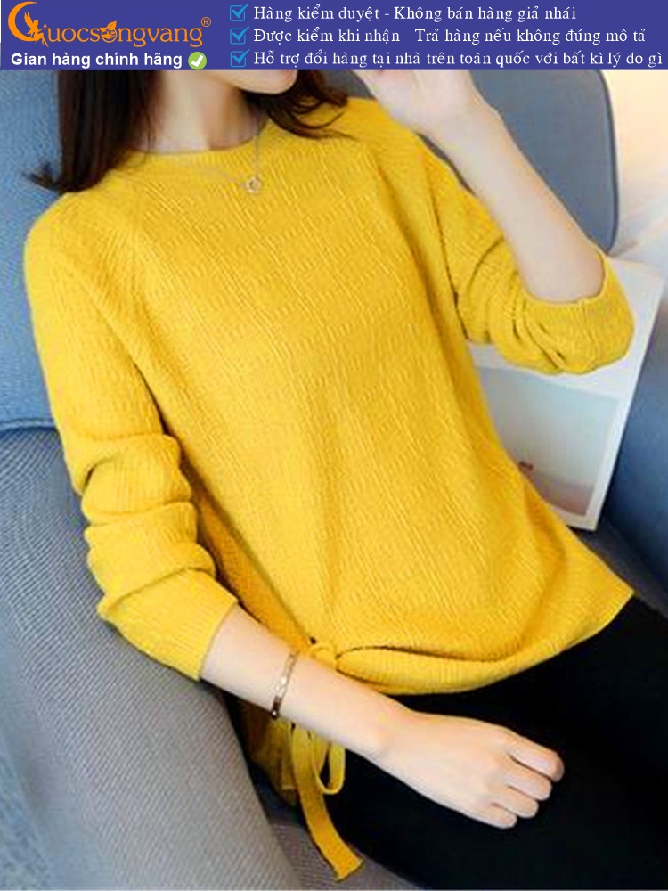 Áo len nữ nhẹ dài tay hông thắt dây GLA142