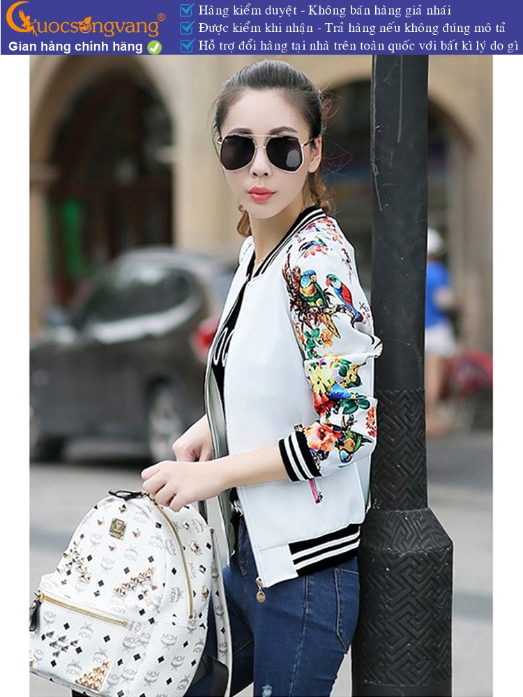 Áo khoác nữ nhẹ tay in hoa GLA122